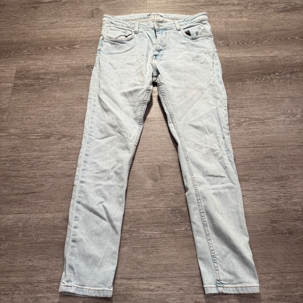 Zara Jeans Mens 32 Blue Denim Slim Straight Leg Casual Cotton 32x29 Casual Adult